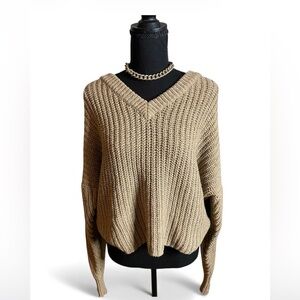 Madewell chunky knit V-neck sweater Wool- Silk blend size medium